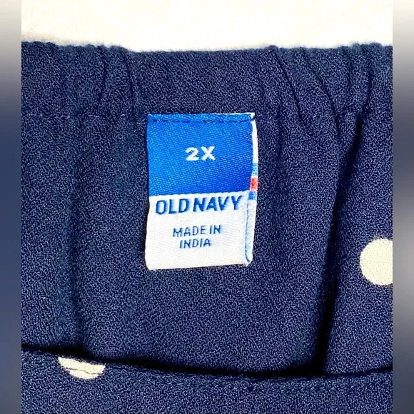Old Navy Women's Navy Blue White Polka Dot Ruffle-Trim Cami Top Size 2X NWT - Picture 7 of 11